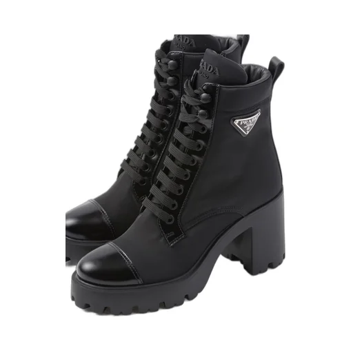 Re-Nylon and leather booties