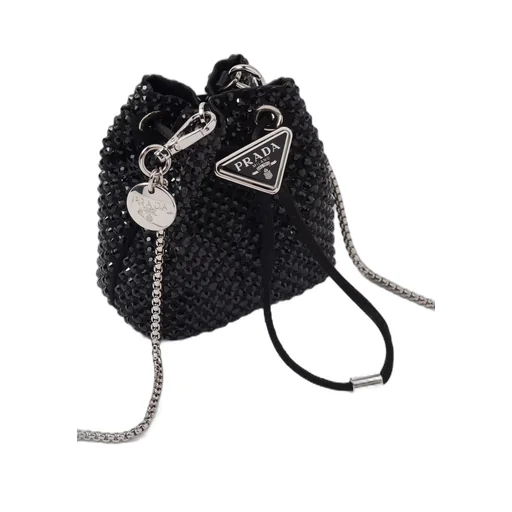Satin mini-pouch with crystals