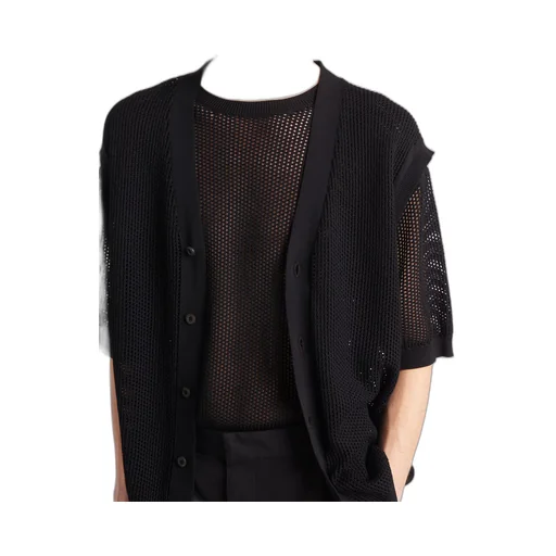 Sleeveless silk and cotton cardigan