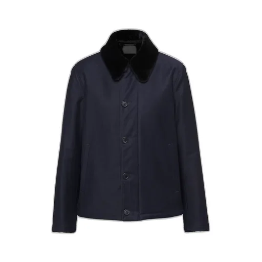 Blouson jacket with shearling collar