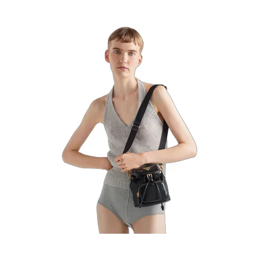 Small Re-Nylon and brushed leather backpack