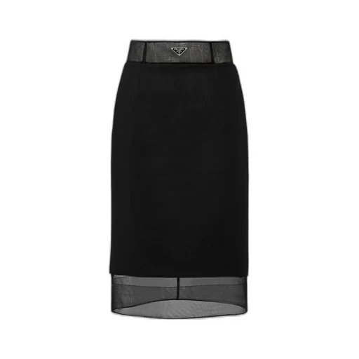 Wool and crinoline midi-skirt