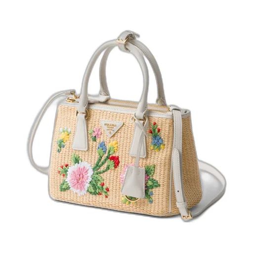 Small Prada Galleria crochet and leather bag