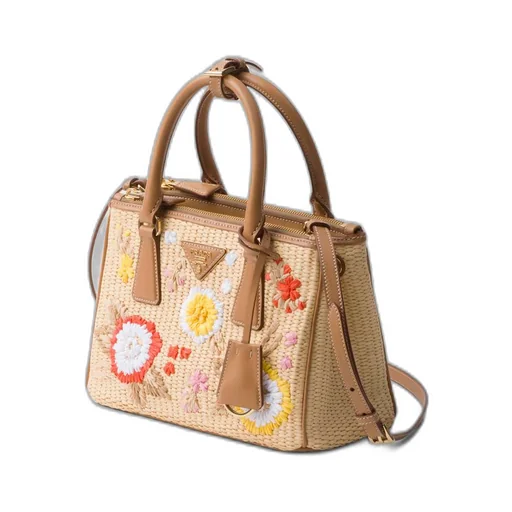 Small Prada Galleria crochet and leather bag