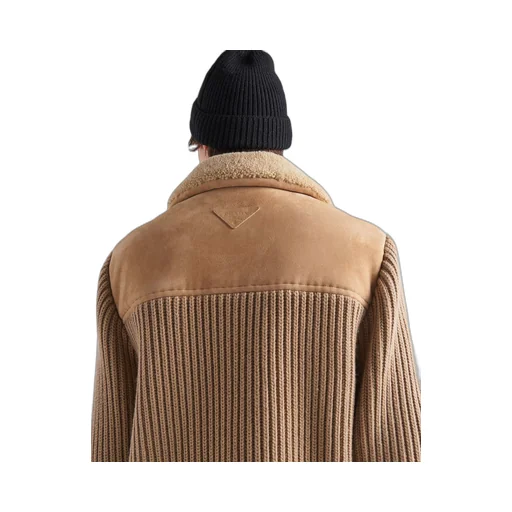 Shearling and knit jacket