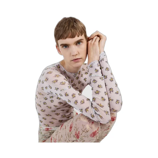 Printed stretch tulle bodysuit