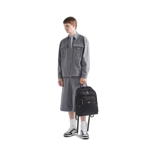 Re-Nylon and Saffiano leather backpack
