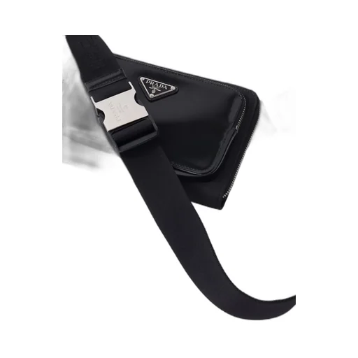 Re-Nylon and brushed leather shoulder bag
