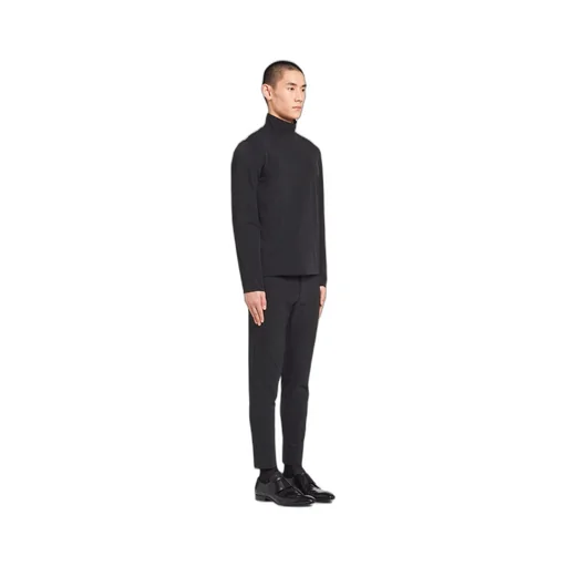Technical jersey mock turtleneck