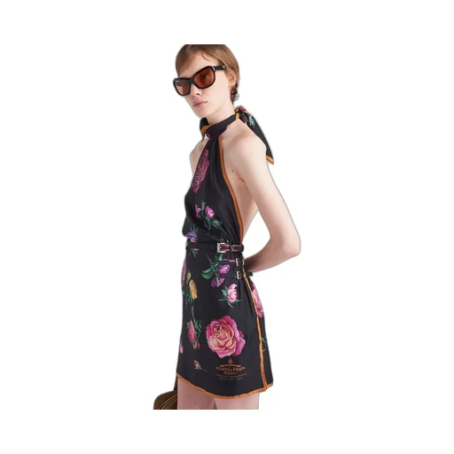 Printed silk twill mini-dress