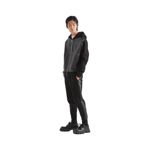 Technical fleece and leather pants