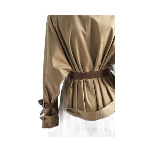 Single-breasted cotton twill trench coat