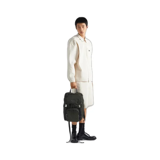Re-Nylon and Saffiano leather backpack