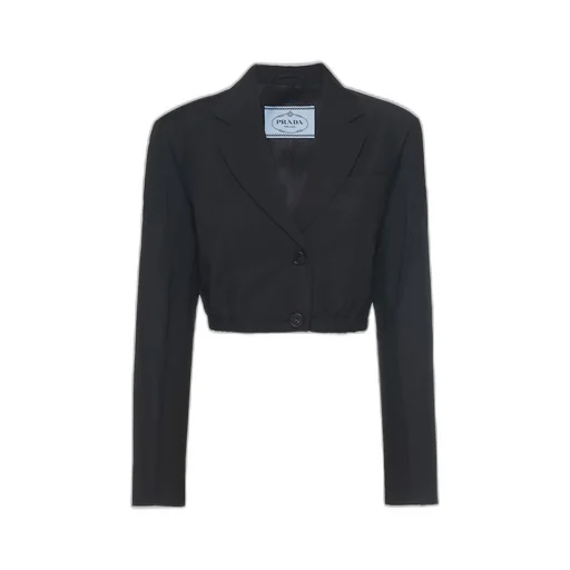 Cropped single-breasted kid mohair jacket