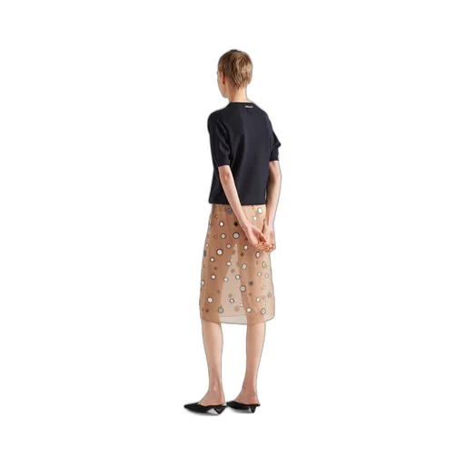Mirror-embellished organza midi-skirt