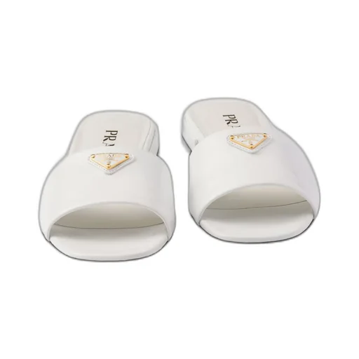 Saffiano patent leather slides