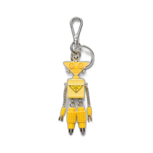 Saffiano leather robot trick keychain