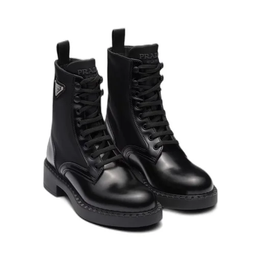 Brushed-leather and Re-Nylon boots