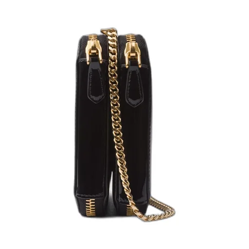 Triangular patent leather mini pouch