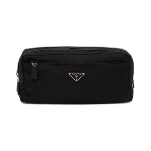 Re-Nylon and Saffiano leather travel pouch