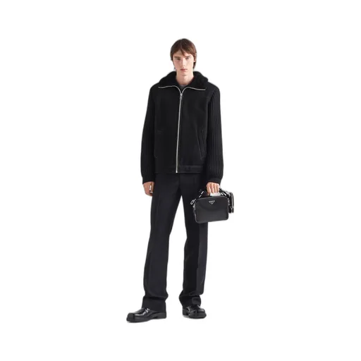 Shearling and knit jacket