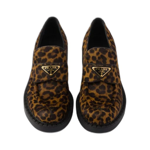 Chocolate printed leather loafers
