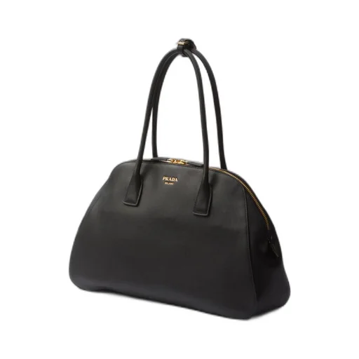 Medium leather tote bag with zipper closure