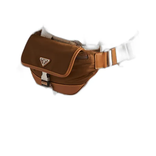 Re-Nylon and leather shoulder bag