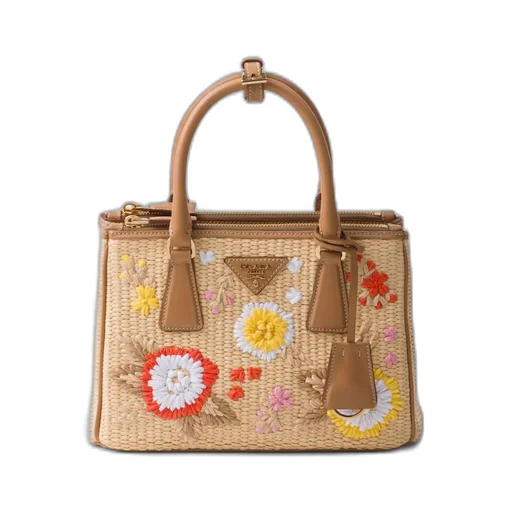 Small Prada Galleria crochet and leather bag