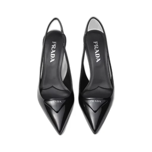 Patent leather slingback pumps