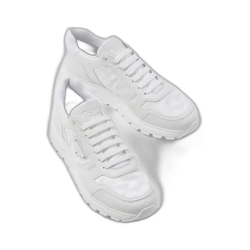 Leather and Re-Nylon high-top sneakers