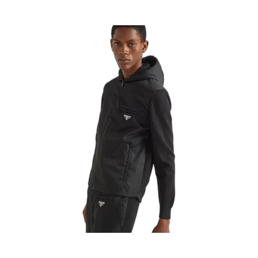 Wool and Re-Nylon gabardine hoodie