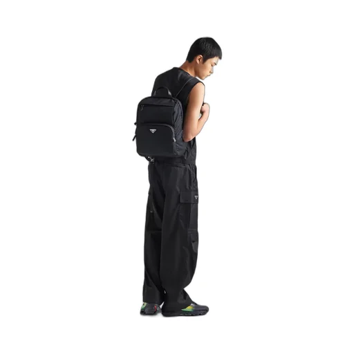 Re-Nylon and Saffiano leather backpack