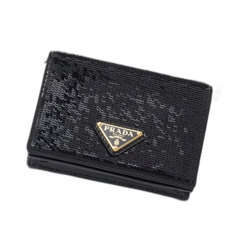 Sequined card holder with shoulder strap