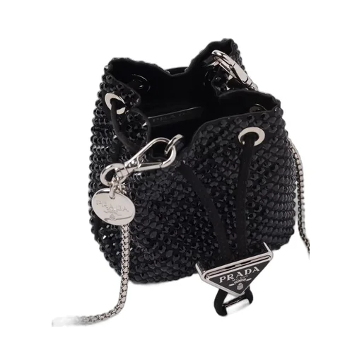 Satin mini-pouch with crystals