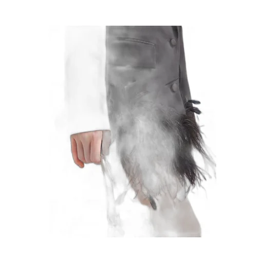 Single-breasted kid mohair jacket with feathers