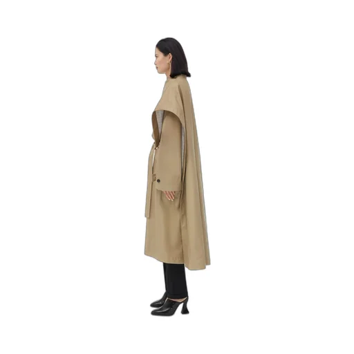 Leather Cape With Check Lining