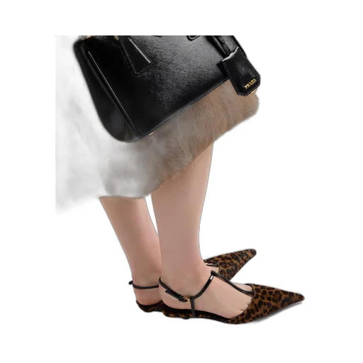 Printed leather slingback pumps