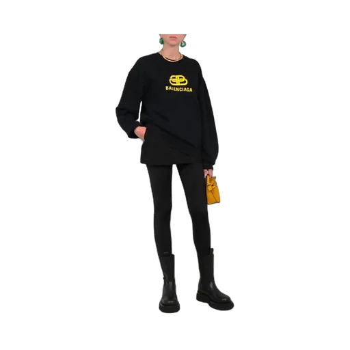 Logo Loose Swea Round-neck Long Sleeve Black