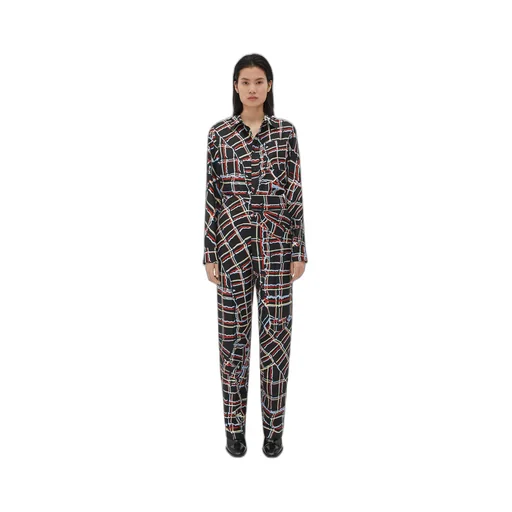Distorted Check Printed Silk Shirt