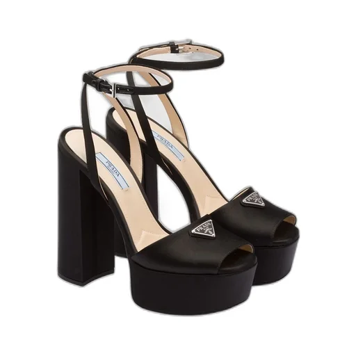 High-heeled satin sandals