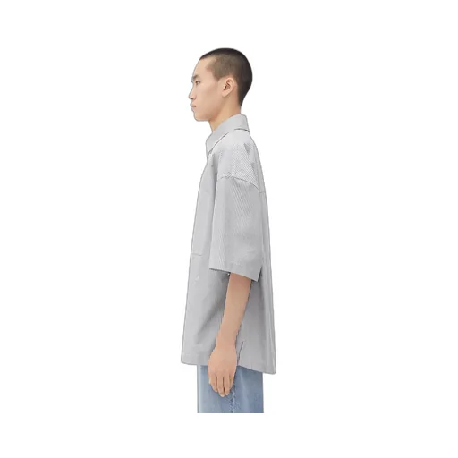 Striped Cotton Overshirt With "BV" Embroidery