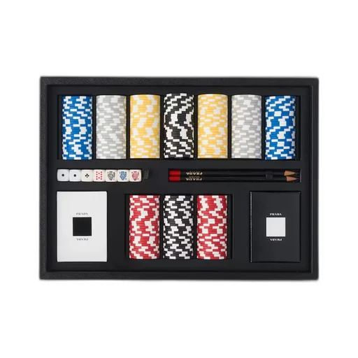 Saffiano leather poker set