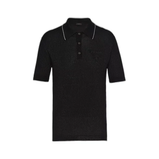 Cashmere and lamé polo shirt