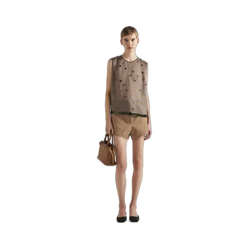 Panama cotton and linen shorts