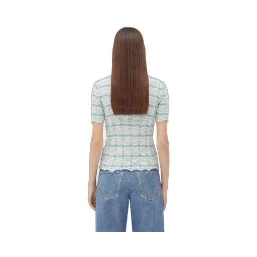 Distorted Stripe Cotton Polo