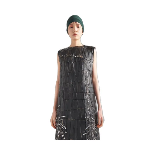 Nappa leather patchwork dress