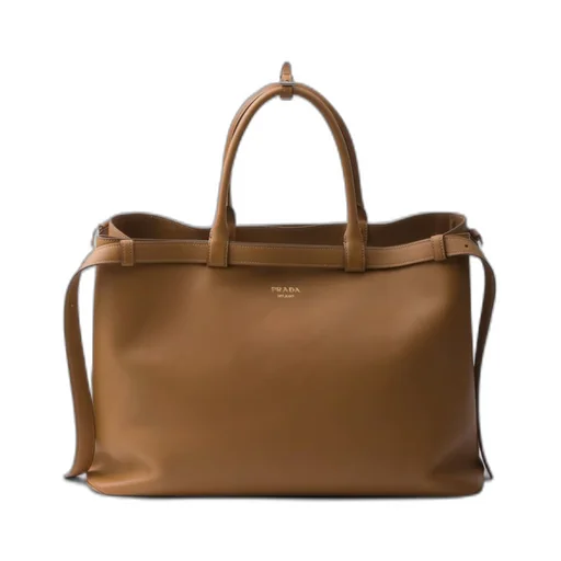 Prada Buckle leather handbag with double belt