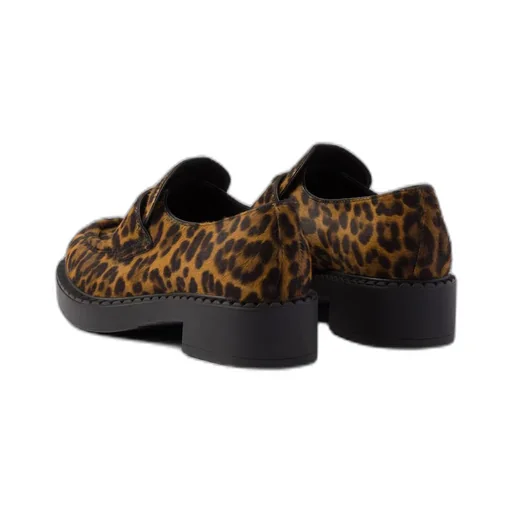 Chocolate printed leather loafers