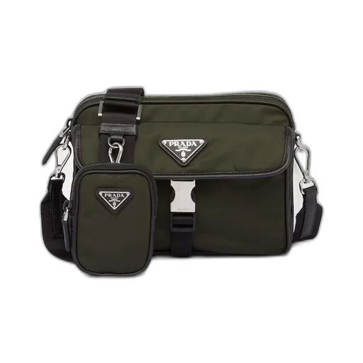 Re-Nylon and Saffiano leather shoulder bag